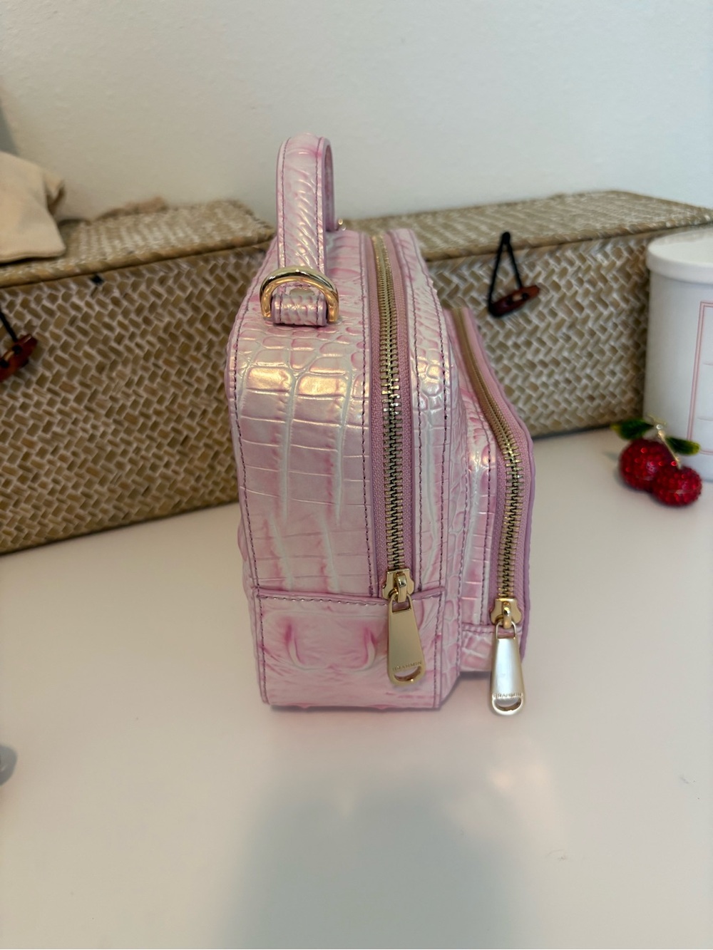 Brahmin Pink Croc-Embossed Multi-Piece Shoulder Bag Set - Women - Picture 3 of 10